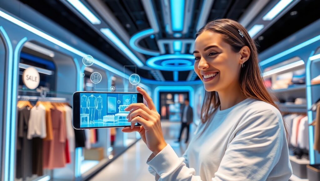Flux_Schnell_A_futuristic_retail_store_with_a_customer_holding_0